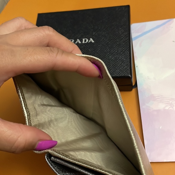 Soldā„ļøPRADA Small Leather Wallet in Metallic Silverš - Picture 10 of 14